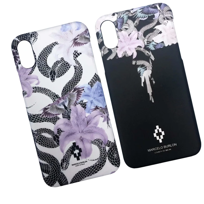Marcelo Burlon Cover For iPhone 78X66S6Plus7 Plus PC Case Hard Plastic Animal Funda For iPhone 78X Snake Marcelo Case    (4)