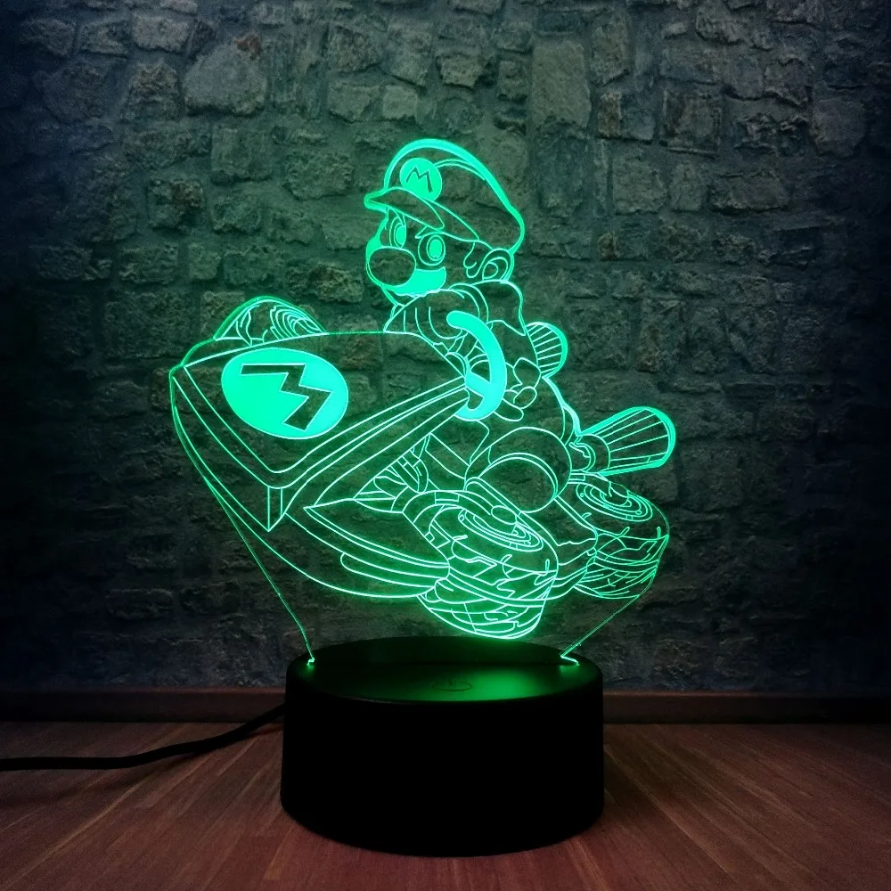 Мультяшная игровая фигурка Супер Марио 3D светодиодный детский ночник детская прикроватная настольная лампа декор комнаты детские игрушки на день рождения Рождественский подарок