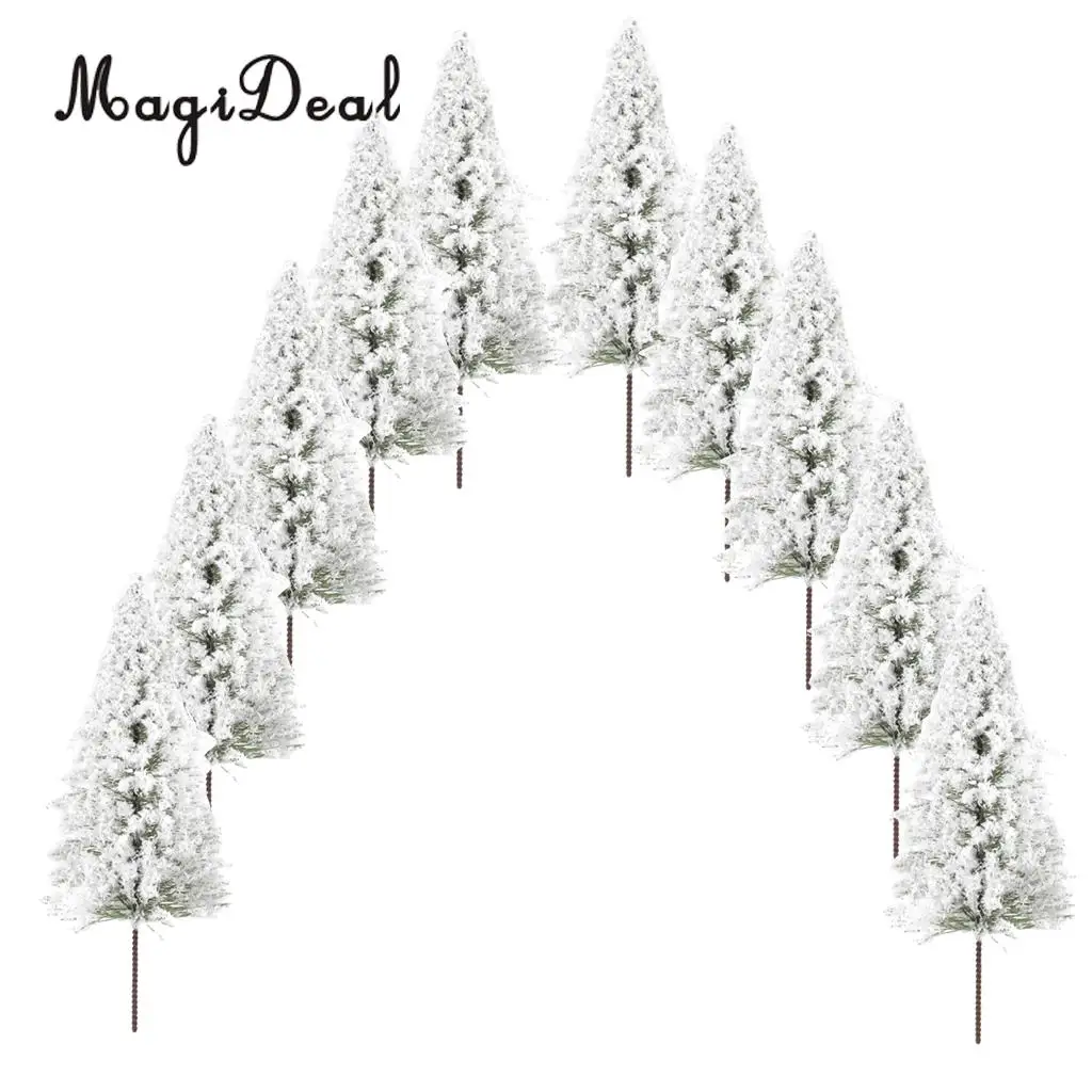10Pcs/Pack 1/75 White Scenery Landscape Model Cedar Trees for Model Train Track Building Props Scenery 12cm