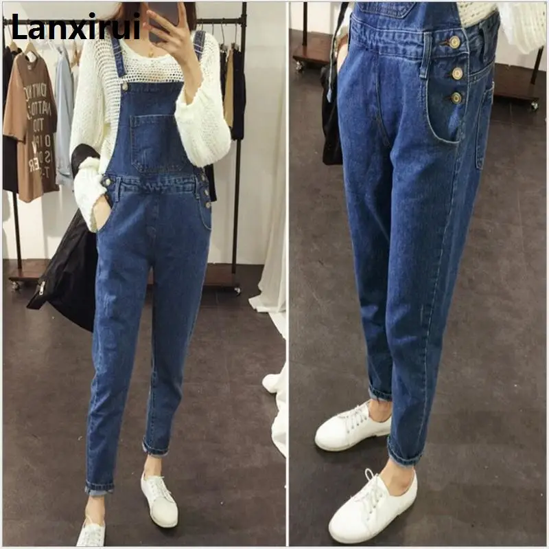 New Women Ripped Denim Jumpsuits Casual Sexy Stretch Romper Simple Denim Pencil Overalls Stretch Slim Dungarees