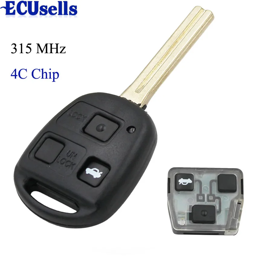 3 Buttons Remote Car Key Fob for Lexus 2001 2005 GS430 IS300 1998 2000