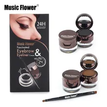 New Makeup Set 4 In 1 Brown + Black Gel Eyeliner Eyebrow Powder Kit Waterproof Long Lasting Eye Liner Eye Brow Make Up Cosmetics