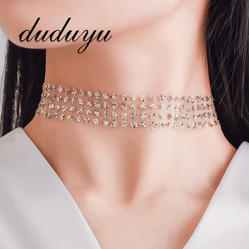

2019 New Sequin Imitation Pearls Fashion Gold Silver Color Choker Colar Collar Necklaces Accesorios Mujer Wholesale Jewelry