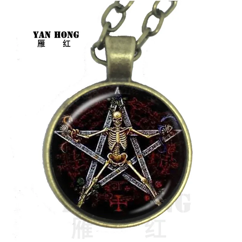 Сатанин Baphomet пентаграмма ожерелье готический кулон Satanism злой оккультный