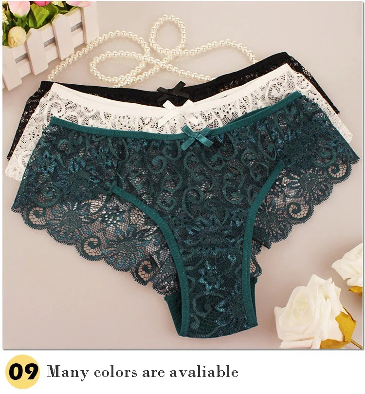 2017 Summer Sexy Lace Women Transparent Panties Plus Size Cotton Crotch Briefs Ladies Underwear Culotte Femme Intimates (15)