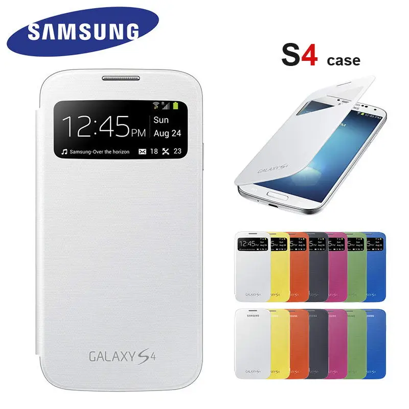 

Original Samsung Galaxy S4 Case Leather Cover Plastic Case Protective Cover Flip Case For Galaxy S4 i9500 I9505 No Retail Box