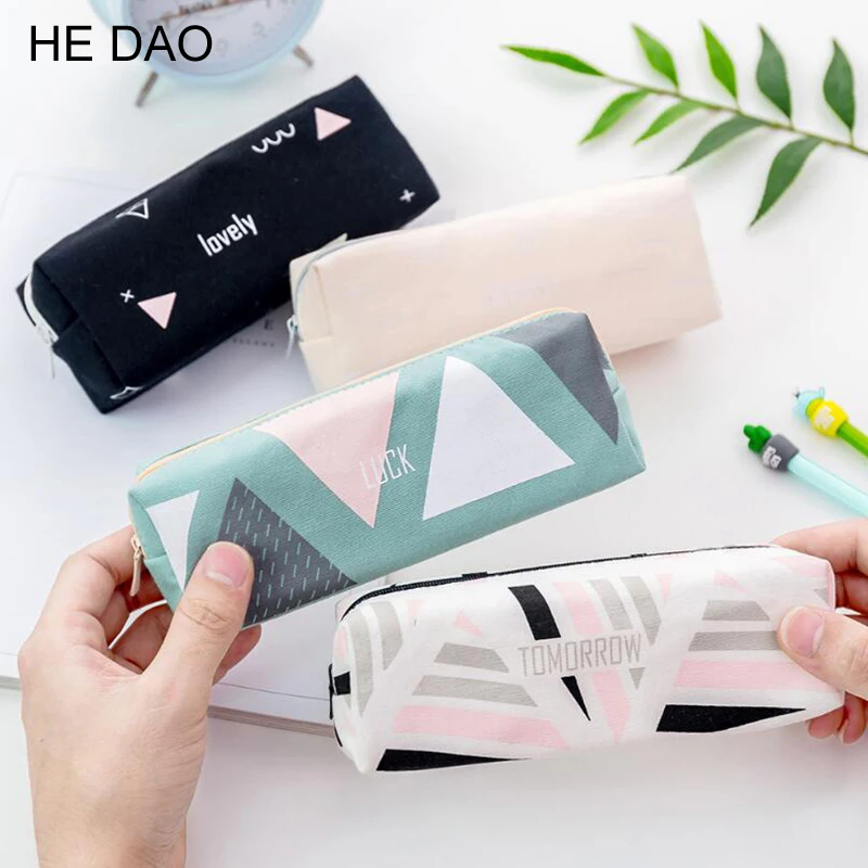 

Canvas Starry Sky Pencil Case School Pencil Cases for Girl Stationery Geometry Pencil Bag Big Black Pen Box School Supplies