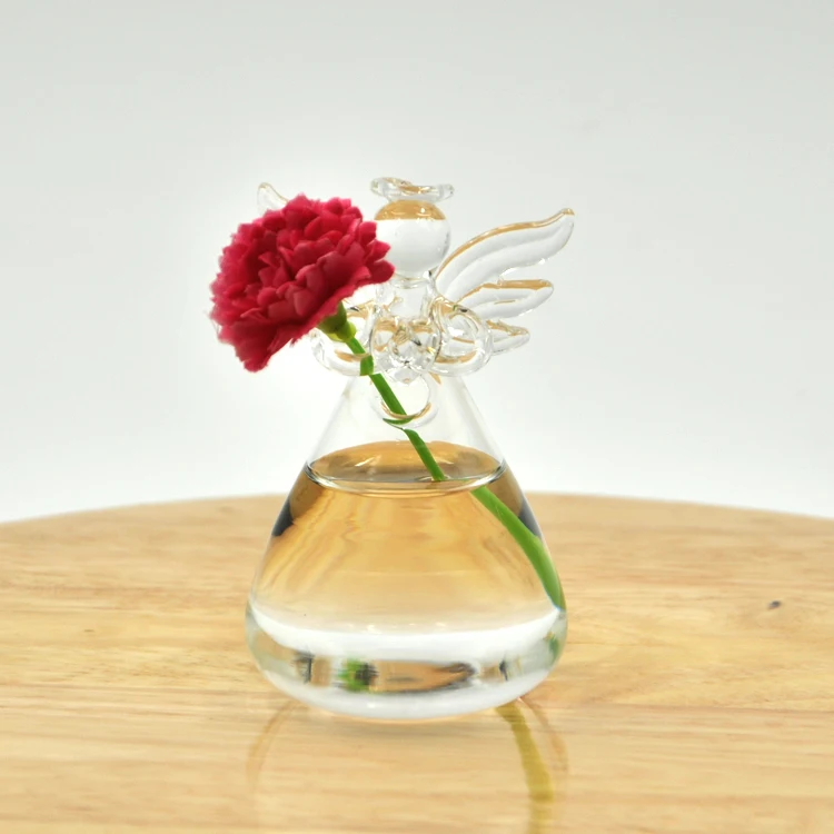 Angel Clear Glass Wall Vase Bottle Hanging for Plant Flower Indoor Outdoor Decorations