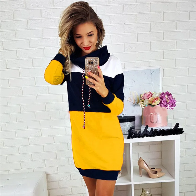 Pullover Dress Woman Knitwear Winter Long Sleeve Women Collared Long Sleeve Dress Casual Bodycon Short Mini Sundress N21#N (3)