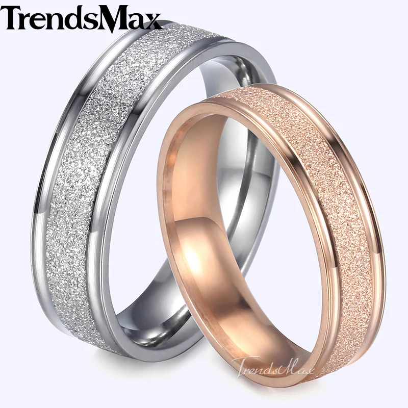 Trendsmax Wedding Rings For Men Women Stainless Steel Gold Silver Tone Womens Engagement Ring Fashion Jewelry 2018 Gifts KKRM31