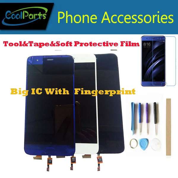 

1PC/Lot For Xiaomi MI 6 MI6 Xiaomi 6 LCD Display+Touch Screen Digitizer With Fingerprint Black White Blue Color With Kits