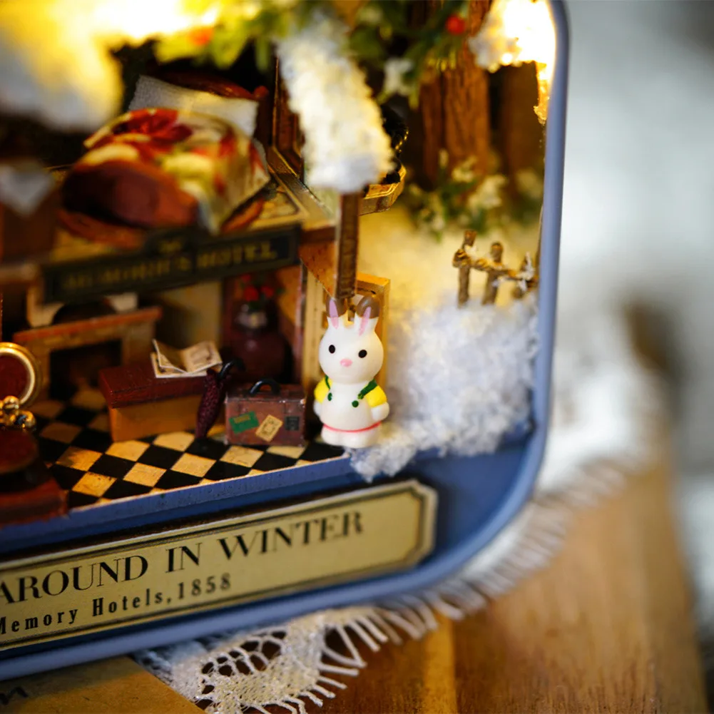 Коробка Театр деревянный кукольный дом для ремонта мебели миниатюрная шкатулка в счастливой углу милый для детей друзей Рождественский подарок, подарок на день рождения