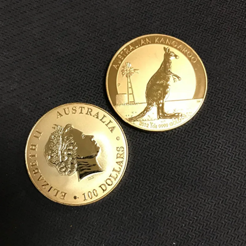 5 Pcs Non Magnetic The Kangroo 2012 coins brass core gold plated 32.6 mm Elizabeth collectible sourvenir art decoration Coin | Дом и сад