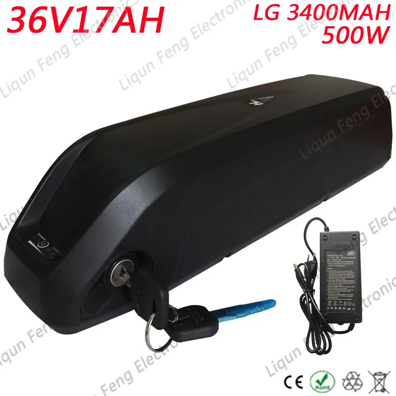 Sale Hailong battery 36V 17AH lithium Battery for Electric Bikes 36V New Bottle Battery Pack use LG 3400MAH cells with BMS 2A Charger 0