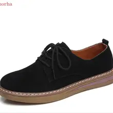 Новинка; женская обувь на плоской подошве из натуральной кожи; осенние кроссовки на шнуровке; Туфли-оксфорды; женские мокасины; повседневная женская обувь на плоской подошве в стиле ретро