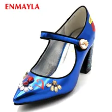 ENMAYLA Big Size Women Shoes Pointed Toe Pumps Crystal High Heels Pumps Slip-on Ladies Flower Dress Shoes Woman Fixed Color sorbern lavender peep toe women pump 2018 women high heels size 11 shoes woman pumps slip on custom color ladies dress shoes