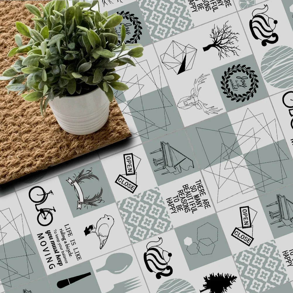 Funlife Modern Design Self-adhesive Kitchen Tiles Wall Stickers,Nordic Art Decal DIY Home Decor Waterproof Bathroom Stickers