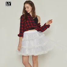 Ly Varey Lin, летние тюлевые юбки в стиле Лолиты, черно-белые кружевные романтические юбки принцессы для девочек, женская короткая юбка с высокой талией