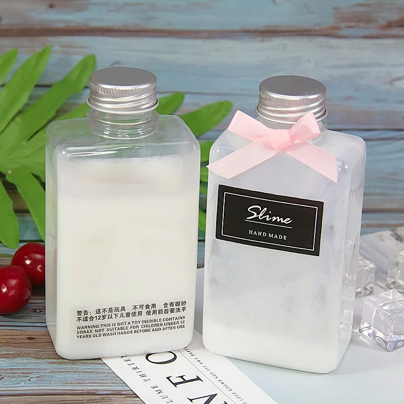 

300ml Bottle Slime Glue Storage Container Organizer Box For Light Clay Playdough Foam Transparent Square Storage Bottle