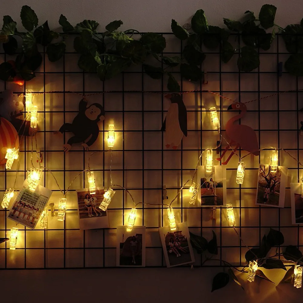 

Fairy Lights Photo Clips String Lights Holder Pictures Hanging For Wedding Photos Bedrorm Party Decoration Light
