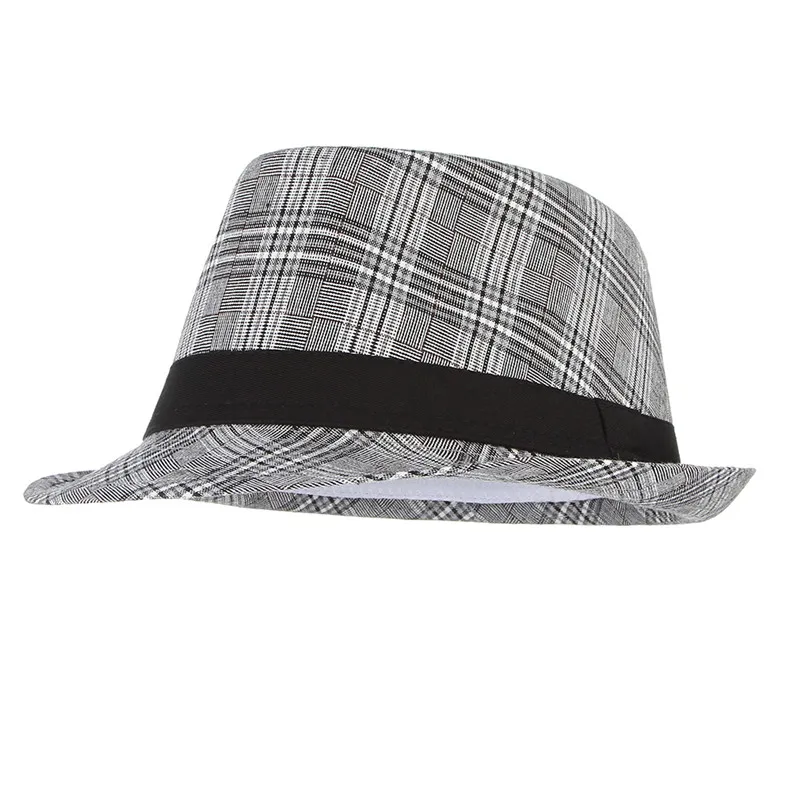 Summer Hats for Men Plaid Fedoras Derby Bowler Hat Male Jazz Gangster Caps Panama Church Hats Panama