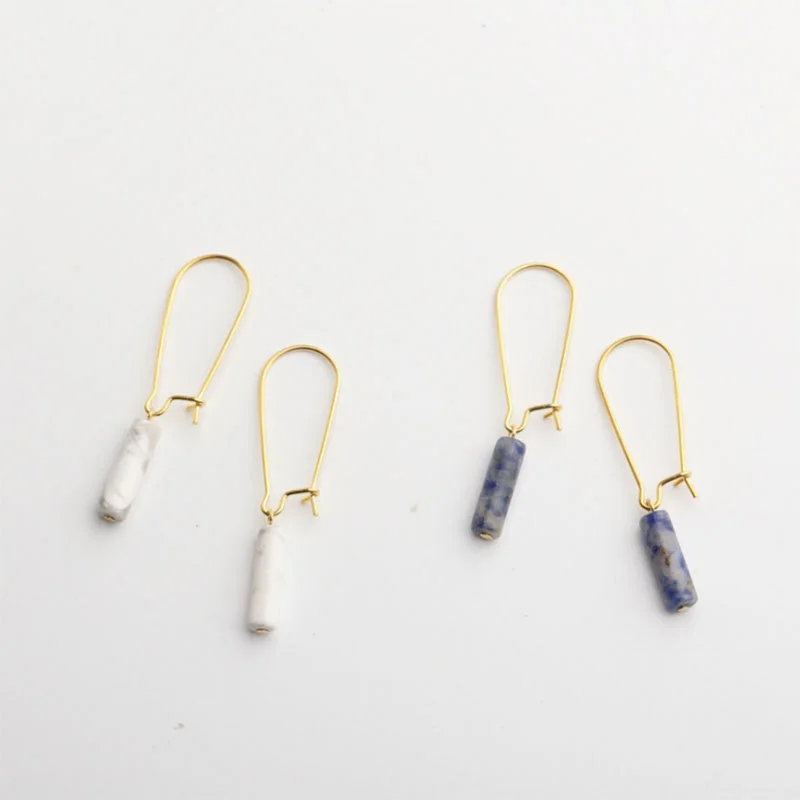 

925 Sterling Silver Minimalist Elegant Drop Dangle Earrings for Women Natural Stone Pendant Gold Color Ladies Femme S925 Jewelry