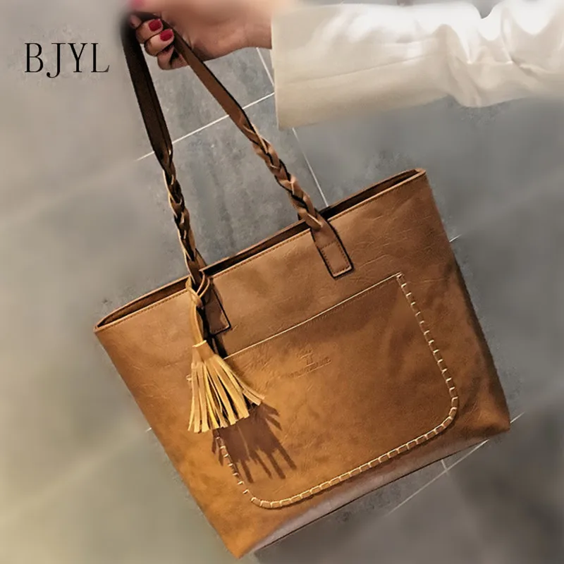 

2018 Women Tote Bag Genuine PU Vintage Hand Bags Big Capacity Woman Shoulder Bag Large Ladies Shopping Bags Casual Tote