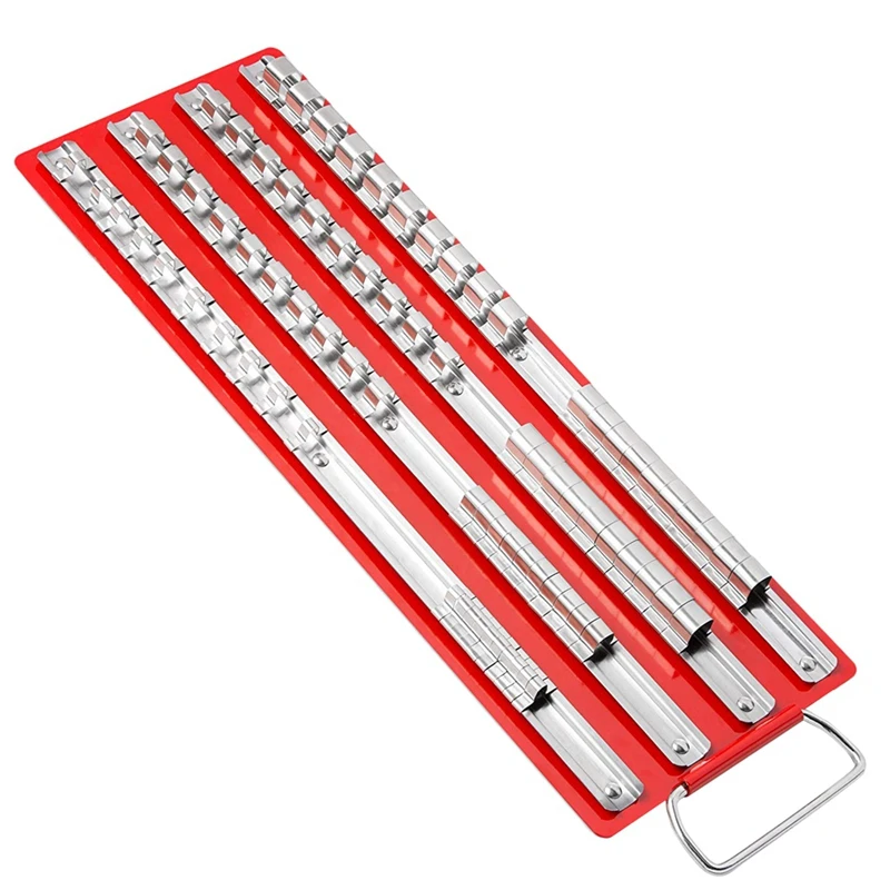 

80Pc Socket Tray Rack 1/4 inch, 3/8 inch, 1/2 inch Inch Snap Rail Tool Set Organizer