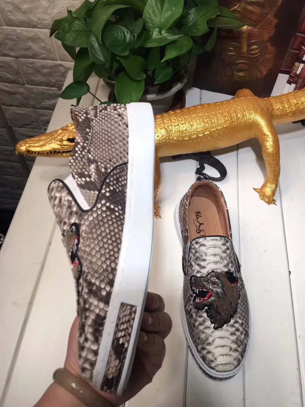 Натуральная мужская обувь из натуральной кожи питона, Высококачественная Мужская обувь для отдыха из змеиной кожи с индивидуальным обслуживанием