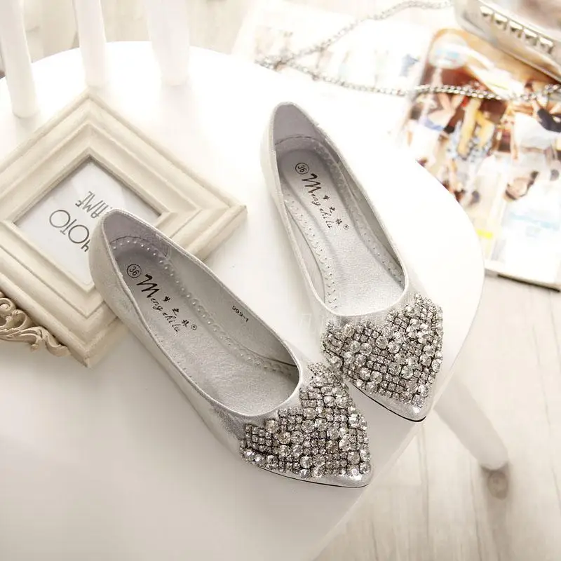 clear crystal beading flats women sequined leather summer