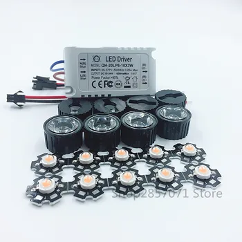 

10X 3W Plant Grow Full Spectrum 380-840nm High Power LED + 10pcs lens + 1pcs 6-10x3w driver