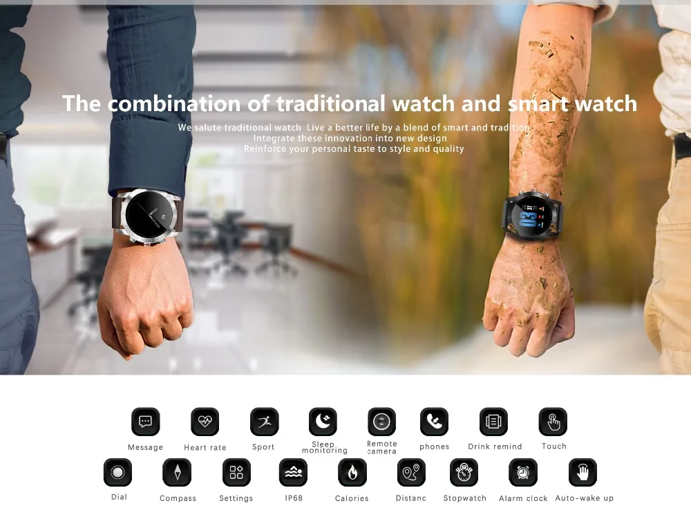 -2 Montre intelligente IP68 étanche Bluetooth 4.2