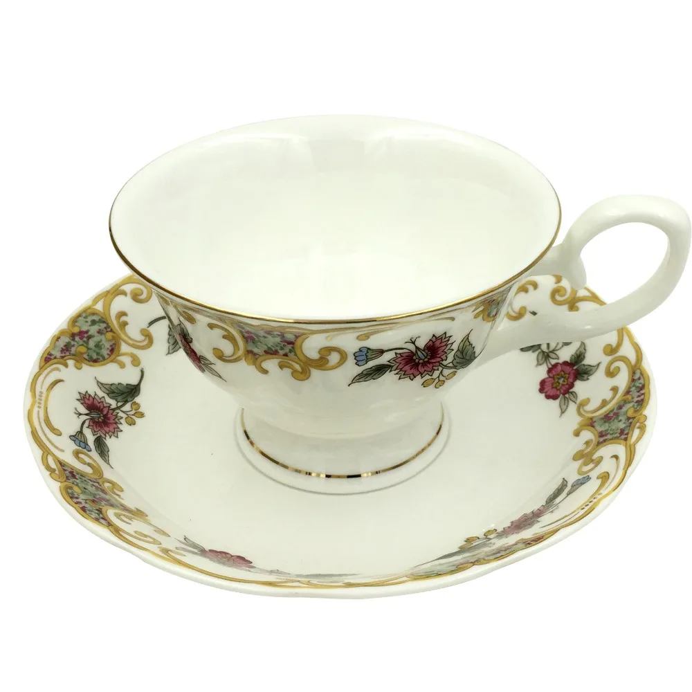 Jsaron Porcelain Vintage Formal Porcelain Tea Cup Spoon and Saucer Set