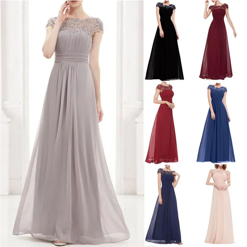 Chiffon Summer Dress Women 2018 Elegant Slim Lace Long Party Dress Wedding Bridesmaids Maxi Dresses vestidos ukraine N28 (11)