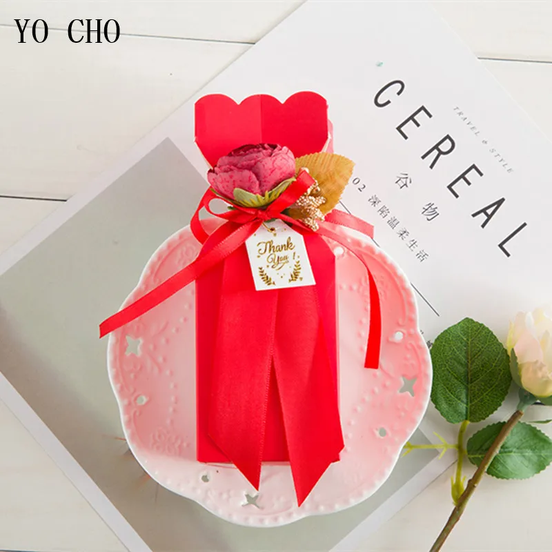 YO CHO 5 шт. коробка для конфет с красивыми розами Свадебные сувениры ленты