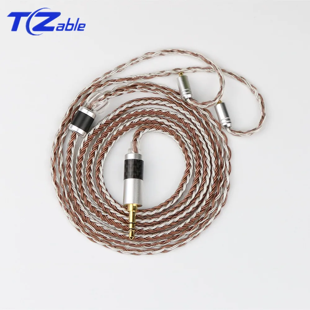 Headphones Upgrade Cable For 0 78 Pin 2 5mm 3 5mm 4 4mm DIY Earphone Audio Cable 16 Strands Copper Silver Plated Line 1 2M