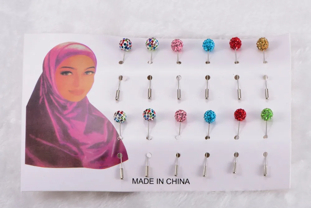 DCEE Стразы мусульманский хиджаб булавки исламский шарф безопасные булавки хрусталь смешанного цвета диско шар шаль игла булавка 12 шт. в горошек