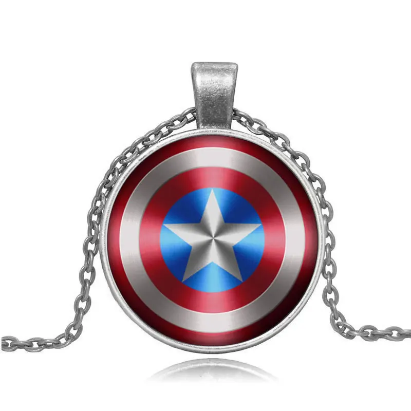 Fashion Cool Captain America Avengers Shield Quartz Pocket Watch Set Necklace Fob Chain Gift Box for 4