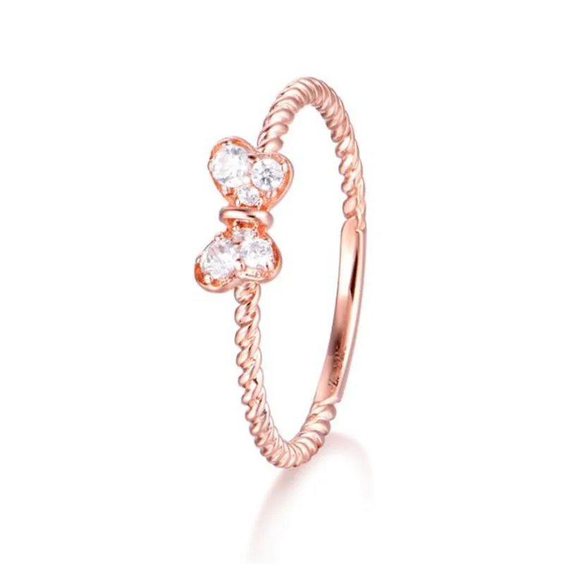

Austria Crystal Rings Rose Gold Color Finger Bow Ring Wedding Engagement Zircon Crystal Rings 18K Gold Women Jewelry Wholesale
