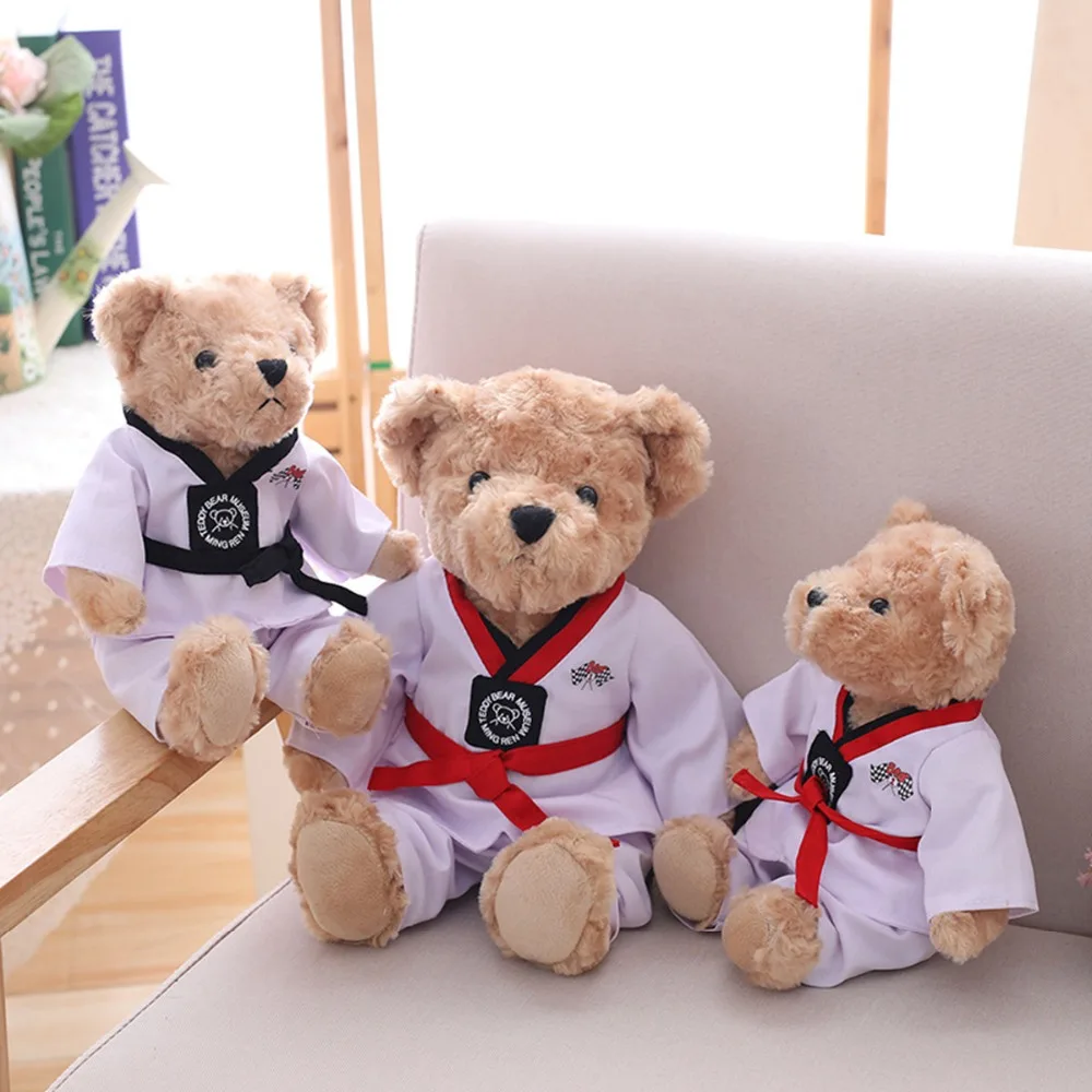 

30cm Kawaii Taekwondo Teddy Bear Plush Toys Soft Stuffed Animal Bear Doll Creative Gift Toy Children Birthday Brinquedos