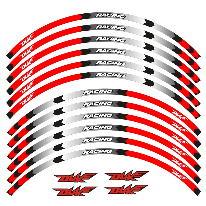 Обода мотоцикла, полосы, наклейки, 17 дюймов, клейкая отражающая лента для KTM DUKE 200 390 690 990, Светоотражающая наклейка - Цвет: A Red