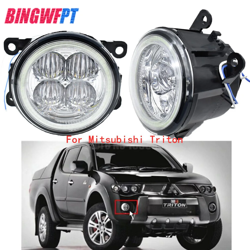 

2x Car Styling Angel Eyes Fog Light Round Bumper LED For Mitsubishi Triton L200 Outlander Pajero Grandis Galant 2003-2015
