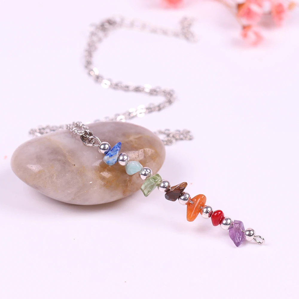 

Fashion Irregularity Colorful Natural Stone Pendant Necklace Chakra Yoga Necklaces For Women Girls Jewelry