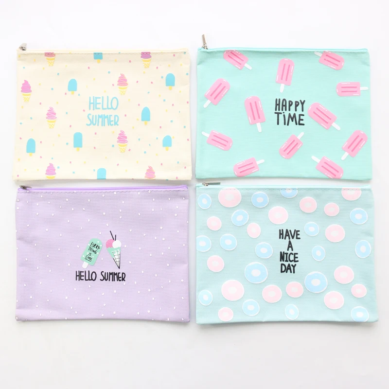 

Domikee cute summer theme Korea school student zipper document organzier bag stationery,candy A5 oxford filling folder pouch