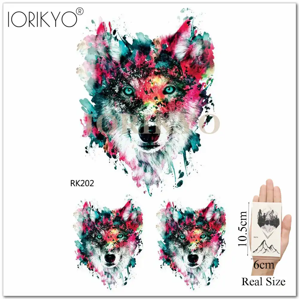 Little Galaxy Wolf Waterproof Tattoo Women Body Arm Temporary Waterproof Tattoo Women Body Arm