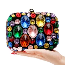 2016 heavy beaded handbag lavish banquet dinner bag day clutches exquisite colorful diamond resin messenger bags handbags purses
