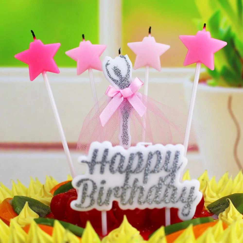 

Cake Candle Sliver Glittering 1pcs Cakecup Topper Wedding Party Picker For Boy's Happy Birthday Party Baby shower favor