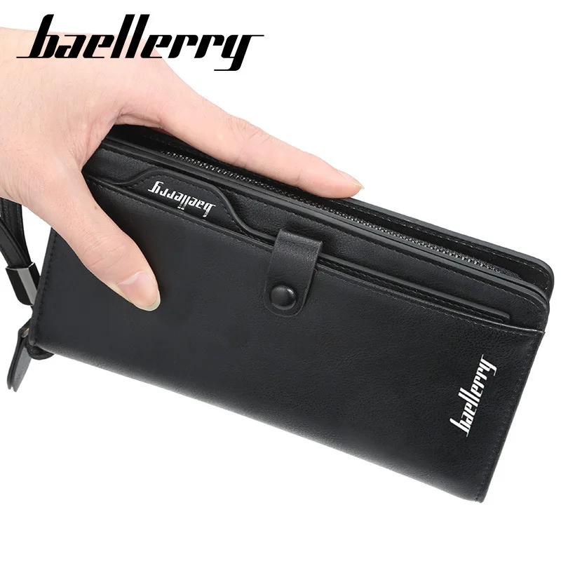 Baellerry 2019 الفاخرة العلامة التجارية الرجال محافظ طويل الرجال محفظة محفظة الذكور مخلب الجلود سستة محفظة الرجال الأعمال الذكور محفظة عملة