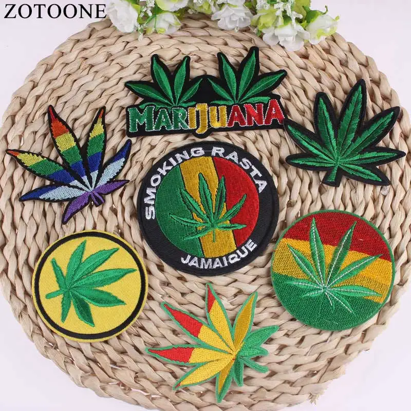 

New Design Hippie Patch Lot Cheap Embroidered Patches For Clothes Stickers Custom Fashion Leaf Patch Hat Cap Jeans B