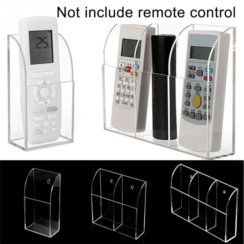 Office Wall Mounted Transparent Organizer Acrylic Remote Control Desk Organizer Holder Air Conditioner Makeup Brush Storage Box